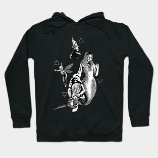 The Elementals - Fairy, Gnome, Mermaid, and Dragon (Black and White Variant) Hoodie